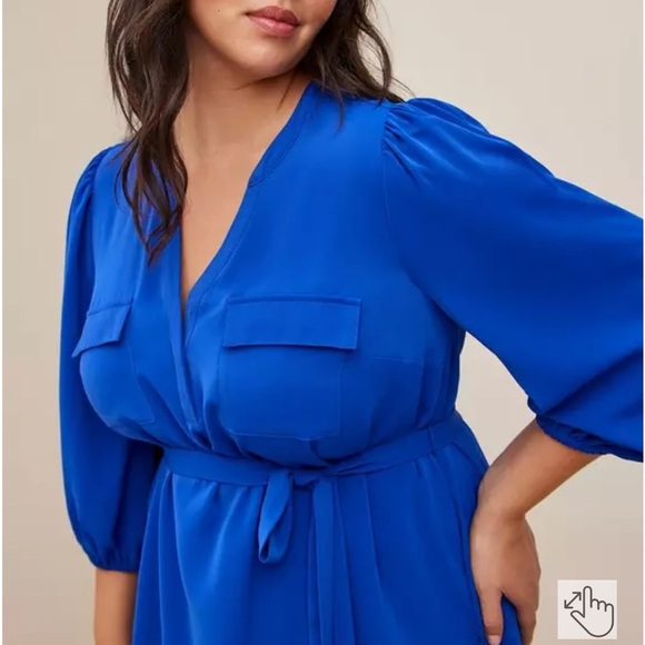 Torrid - Royal Blue Midi DressMini Studio Crepe de Chine Shirt Dress Size 3 - Picture 4 of 7